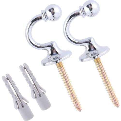 2 Pcs Retro Durable Plated Curtain Hooks Metal Hooks for Bathroom Accessories Curtain Living Room Home