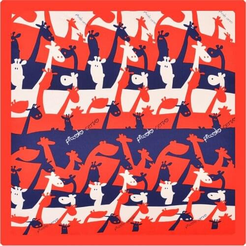 2020 60x60 Cute deer Multipurpose women Silk twill scarf Satin square tie Hairband ladies foulard femme towel bufanda shawl