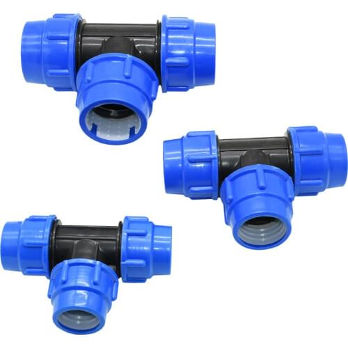 40/50/63mm T-Type PE Pipe Fittings 3-Way Quick Joint Plastic Pipe Fittings Water Splitter 1.2 1.5 2 Inch