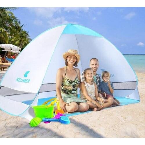 Beach tent automatic quick-opening folding outdoor double fishing tent silver coated automatic sunscreen beach tent