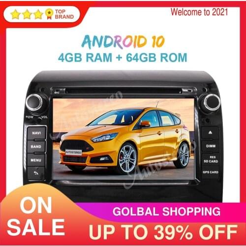 Android 10 4+64 Car DVD Player GPS Navigation For FIAT DUCATO/CITROEN Jumper/PEUGEOT Boxer 2006+ Multimedia radio tape recorder