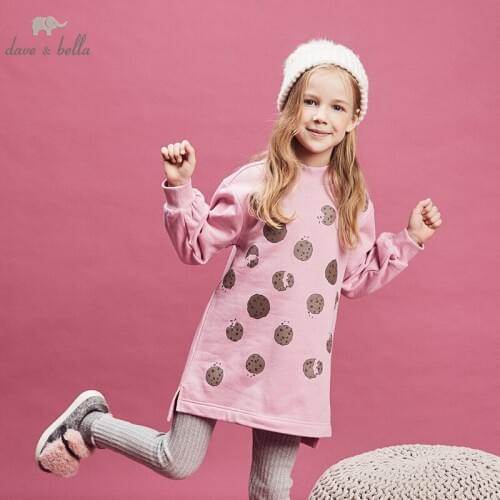 DBK11218 dave bella winter 5Y-13Y kids clothes children sweet dessert print T-shirt girls high quality fashion tees