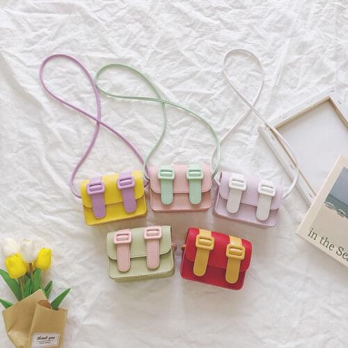 PU Leather Childrens Small Square Shoulder Bags Fashion Baby Girls Crossbody Bags Lovely Kids Gift Mini Coin Purse Handbags