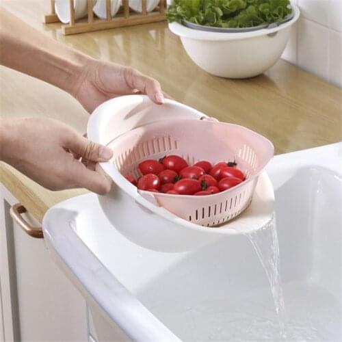 Double-layer Vegetable Washing Basin Kitchen Sink Rotating Drain Basin Washing Storage Basket Kitchen Accessories