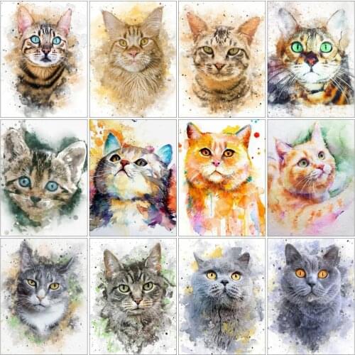 EverShine Diamond Embroidery Cat Picture Rhinestone Diamond Mosaic Animal Cross Stitch Art Painting Beaded Handmade Hobby
