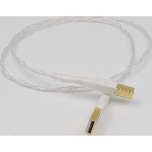 Hi-End Silver-plated USB 6N OCC Audio Cable HiFi Gold Plated USB Connector A-A A-B Plug For Data Cable DAC DVD Amplifier