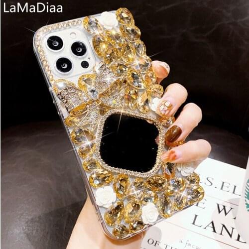 Crystal Rhineston Case For Xiaomi Redmi 5 6 4X 5A 6A 7A 8A 9A Note4 5 6 7 8 9 Pro 4X 5A Luxury Bling Makeup Mirror Cases Coque