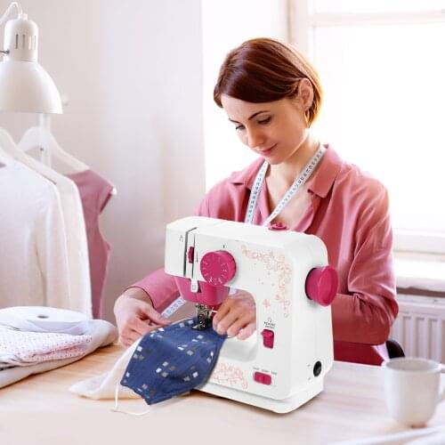 Mini Sewing Machine with 12 Stitches 2-Speed Reverse Sewing Foot Control Work Light Beginners Electric Portable Sewing Machine