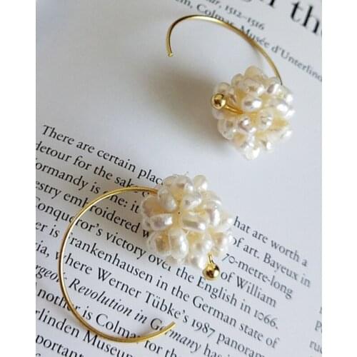 MLKENLY 925 Sterling Silver Silver Fresh water flatSpike pearl earring flowers Simple and stylish Eearrings For Women Silver