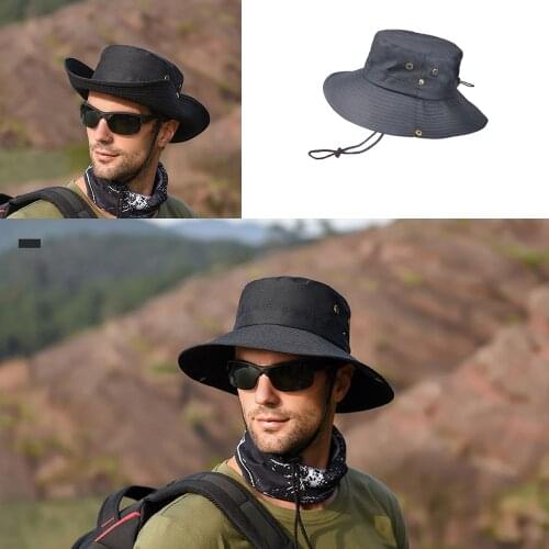 Men Camping Hat Camping Hunting Fishing Hiking Boonies Outdoor Sport Sun Protection Caps Foldable Wide Brim Summer Hats Bucket