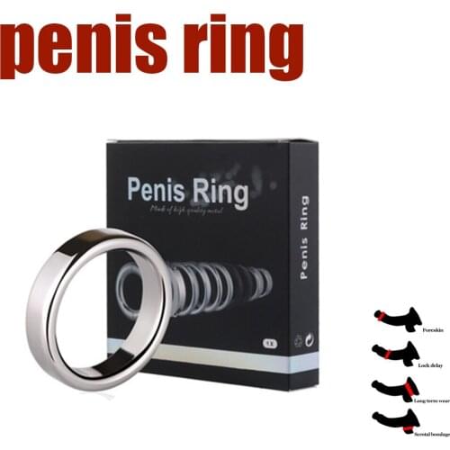 Stainless steel Heavy Duty Penis Bondage Lock Cock Ring Male Metal Ball Scrotum Stretcher Delay Ejaculation BDSM Sex Toy Men