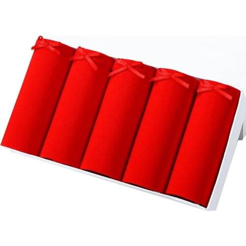 Lingerie 5Pcs Cotton Panties Women Breathbale Comfort Crotch Briefs Female Size XXLLuck Red Seamless Underwear Cute Bow Girls
