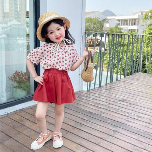 2021 Summer New Arrival Girls Fashion Dot Sets Top+skirts Kids Clothes Girls