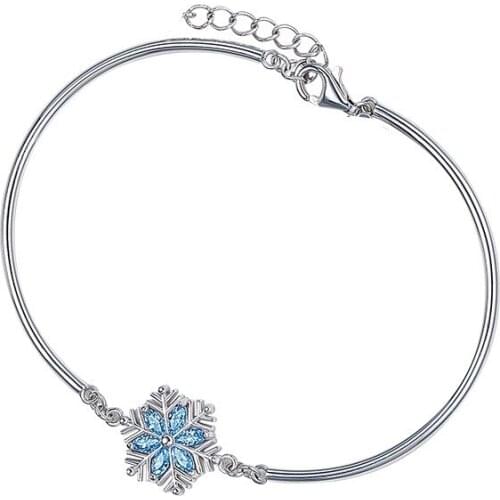 The New Launch Christmas And Valentines Day Gift Snow Bracelet In Silver With Blue Crystal