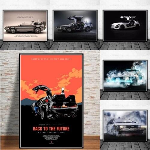 Back To The Future Movie Car Poster Canvas Painting Prints Cuadros Vintage Wall Art Picture Cuadros for Kids Bedroom Decor