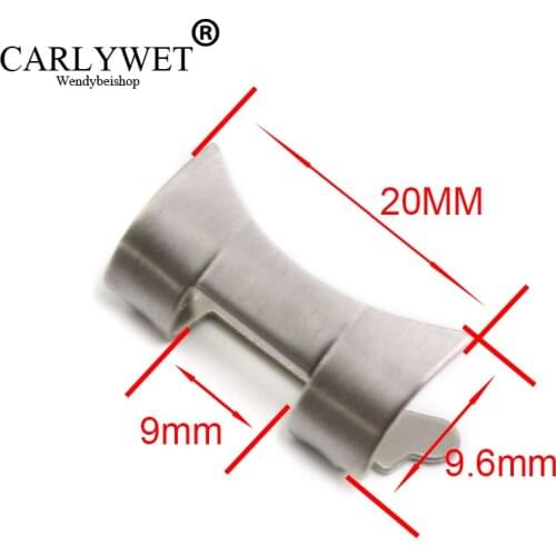 CARLYWET 20mm New Stainless Steel Silver Watch Band Bracelets whole brushed Curved end Parts 2pcs for strap for 455B