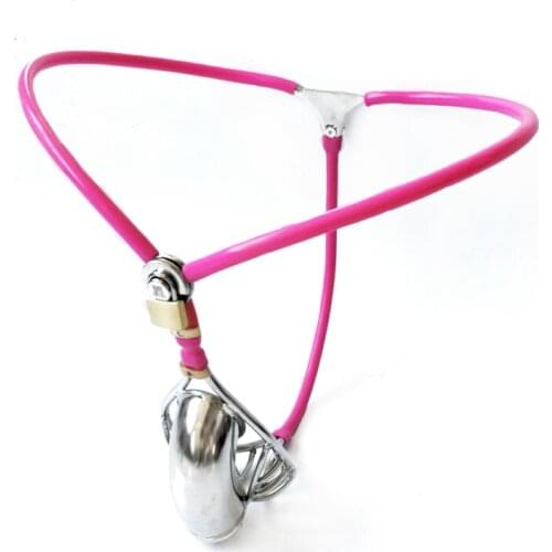 Pink Male Invisible Chastity Belt Half Hollow Stainless Steel Penile Cage Sex Toys Chastity Device BDSM Toys for Men