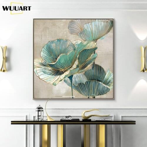 Hand-painted on canvas lotus oil painting modern poster style wall art for living room painting flowers deco living room home