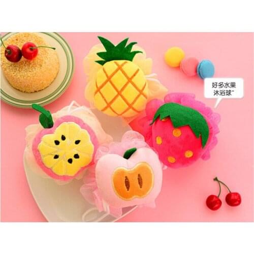 1Pc Fruit Shape Bath Ball Scrubber Shower Spa Sponge Body Cleaning Scrub Bath lower Body Cleaning Scrub Random Colors