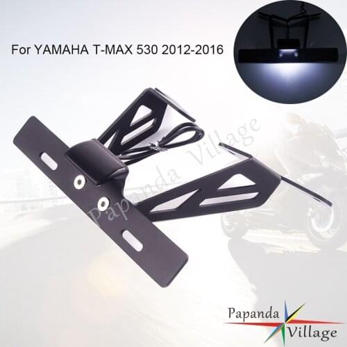 Aluminum LED License Plate Light Tail Tidy Fender Eliminator Bracket For Yamaha T-MAX 530 T Max 2012-2016 Registration Frame