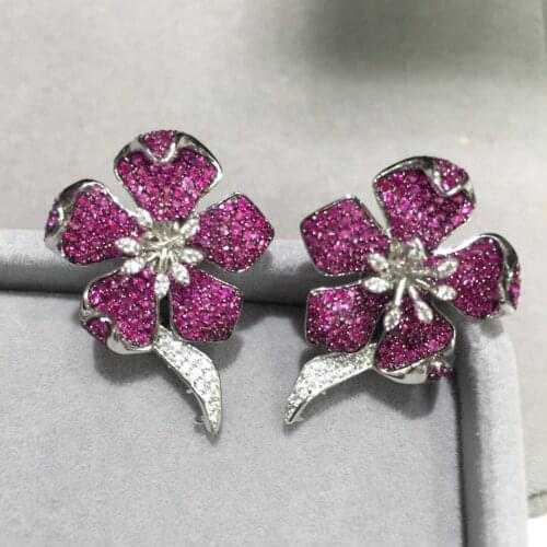 Earring jackets 925 sterling silver with cubic zircon flower for designer DIY fine women jewelry top quality