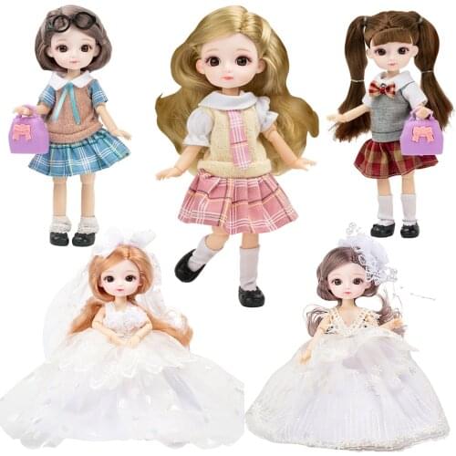 1/8 Ob11 Most Beautiful Lovely Jointed BJD Doll with Change Uniform Clothes Curly Long Hair Best Surprise Toy Gift For Girls