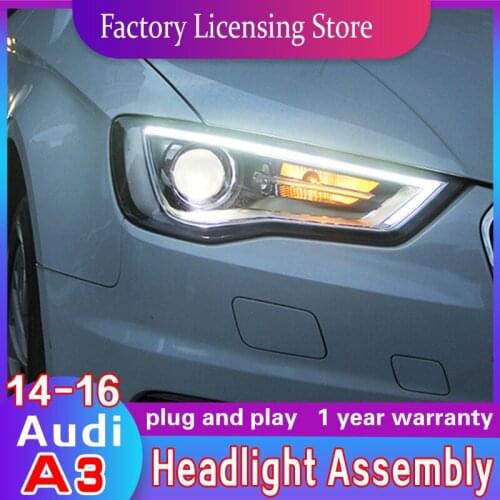 2PCS Car Styling for Audi A3 2014-2016 for A3 head lamp LED DRL Lens Double Beam H7 HID Xenon bi xenon lens headlight