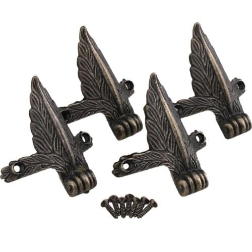 49x43mm Antique Bronze Feet Leg Corner Decorative Bracket Pad Protector with Mounting Screws Pack of 4