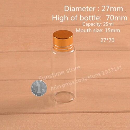 500pcs/lot 25ML Glass Bottles Wishing Bottle Empty Sample Jars with Screw lid Transparent 25cc glass bottle for vinegar