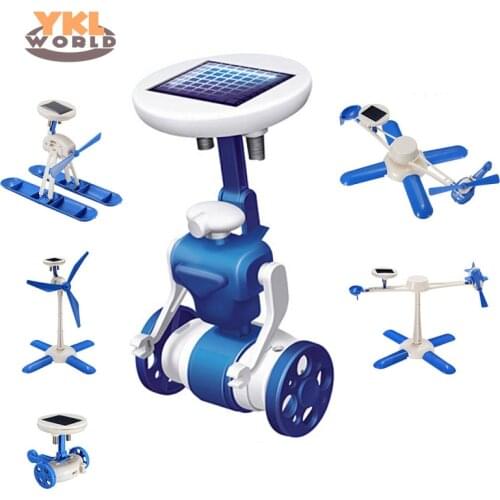 6 in 1 III Solar Powered Robot Kit DIY Car / Windmill / Plane / Helicopter / Airboat Model Toy for Kids Educational Toys (S0