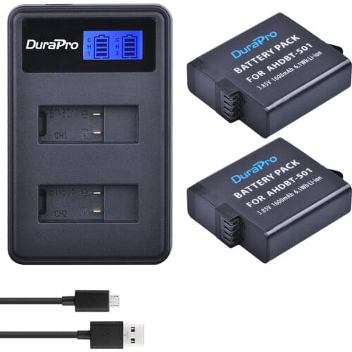 AHDBT-501 Battery + LCD USB Dual Charger for Original GoPro Hero5 hero6 hero7 Battery Akku AHDBT 501 Fully Decode Gopro 8
