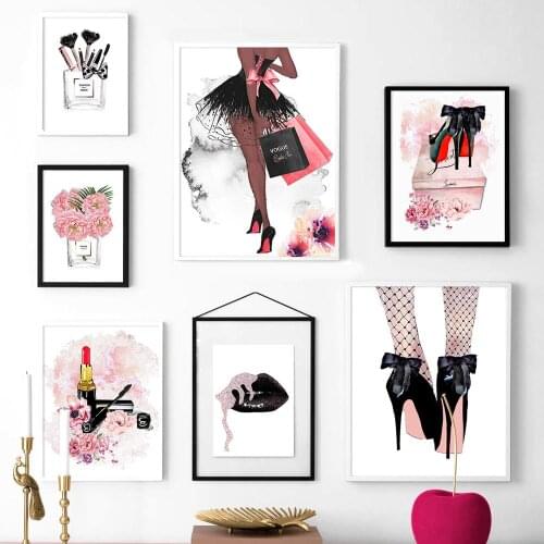 DIY diamond painting fashion girl lipstick makeup brush high heels wall art painting Nordic mosaic picture embroidery beauty roo