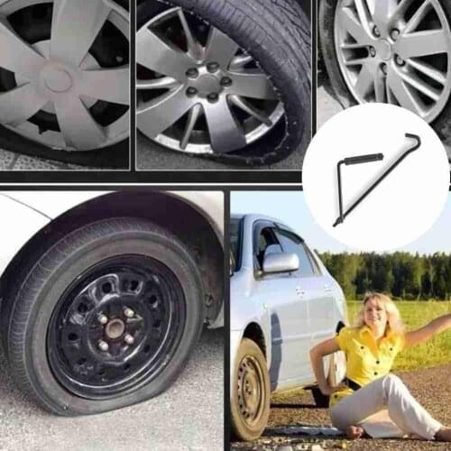 Car Metal Handle Scissors Jack Wrench Auto Truck Black Durable Wheel Repair Tool