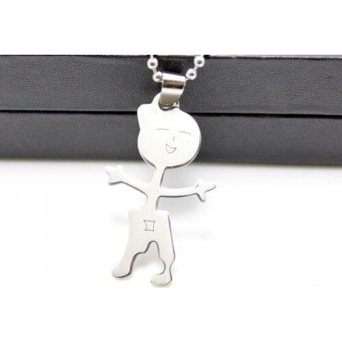 Free necklace silver plated child pendant Stainless steel tag ball chain Unisexs jewelry