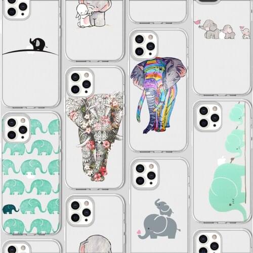Animal Elephant Funda Case for Iphone 12 Case for IPhone 12 11 Pro XR 7 X XS Max Mini 8 6 6S Plus 5 5S SE 2020 Silicone Coque