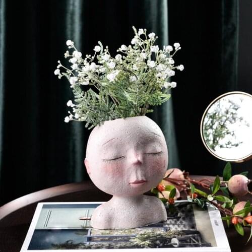 Garden Plant Pot Resin Artistic Portrait Sculpture Flower Pot Vase Planter Decor Flower Pot Indoor Flowerpot Large Plant Pot Pot