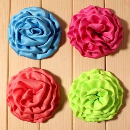 50pcs/lot) 3.2"15 Colors Hot Selling High Quality Handmade Elegant Silk Rosette Flower For Pretty Girl Christmas Gift
