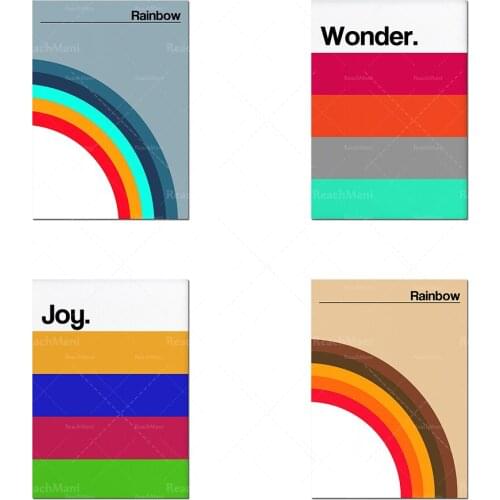 Joy ART PRINT-Rainbow ART PRINT French Retro Color Combination Wall Art Deco Wall Scandi Poster Gallery Wall Minimal Illustratio