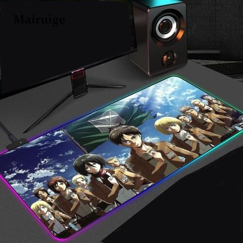 RGB Attack on Titan Large Gaming Mousepad LED Backlit Carpet Big Size Mause Pad Game Keyboard Drop Shopping Computer Desk Mat
