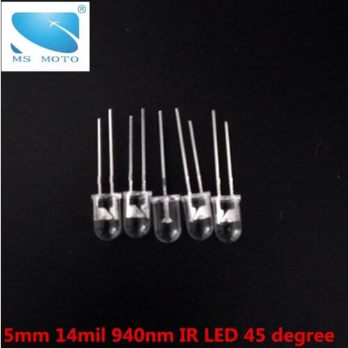 20 Pcs/lot 5mm 14mil Infrared IR LED Night Vision 940nm invisible Diode 45 degree Led Light Diodes Emitting 15 meter