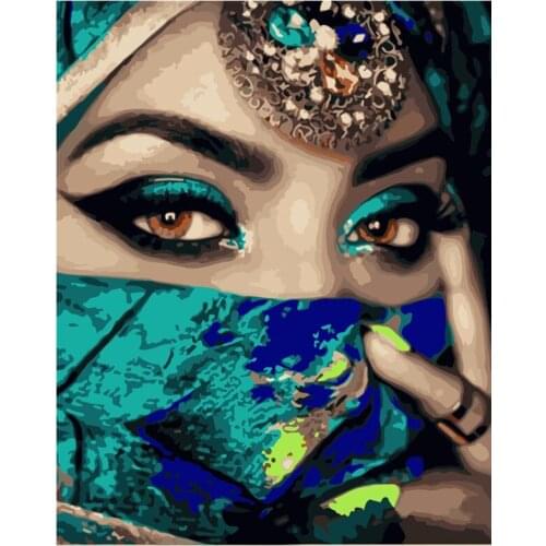 Painting By Number DIY Dropshipping big size Fashion winking Indian girl Figure Canvas Room Decoration Art picture Child Gift