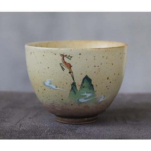 LUWU ceramic teacup handmade deer chinese tea cup 90ml