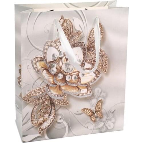 China Manufacturer Reusable Small Paper Gift Handle Bag With Brown And White Stripes,Packaging bag for jewelry --XP2418