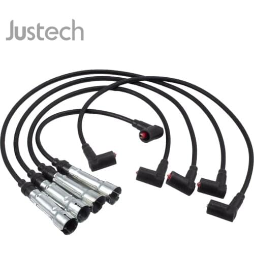 Justech 4pcs Spark Plug Ignition Kit 032905483G 059998031 Ignition Cable Set For Seat Arosa Cordoba Ibiza II VW Lupo Polo