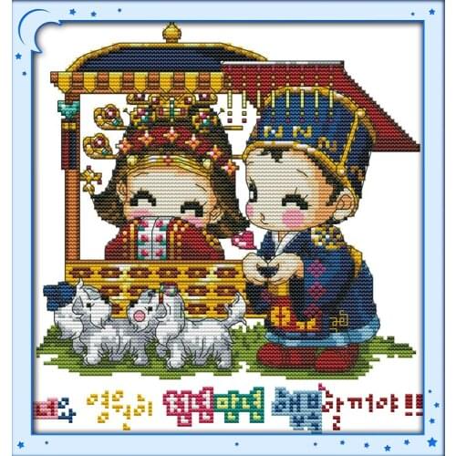 Korean wedding (7) cross stitch kit 14ct 18ct count canvas stitches embroidery DIY handmade needlework plus