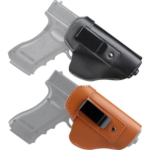 Leather IWB Concealed Gun Carry Holster for Glock 17 19 22 23 43 Sig Sauer P226 P229 Ruger Beretta 92 M92 S&W Pistol Clip Case