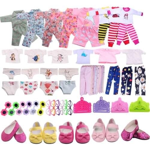 Doll Clothes 1Set=7Pcs Clothes Doll Shoes Accessories For 18 Inch American of Girl`&43Cm Baby New Born Doll Accessories for toys