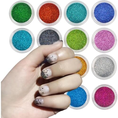 12 colors Laser Nail Glitter Mixed Glitters Holo Hexagon Nail Sequin Paillettes Nail Art Glitter Sparkles Manicure Dust