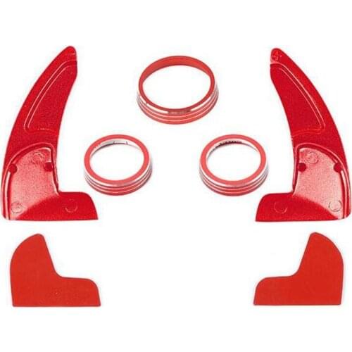 Steering Wheel Shift Paddles + AC Knob Covers for Jeep Grand Cherokee 2014 2015 2016 2017 2018 2019 2020 Accessories Red