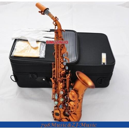 Matte Coffee Curved Soprano Saxophone Bb sax Abalone key Engraved bell New